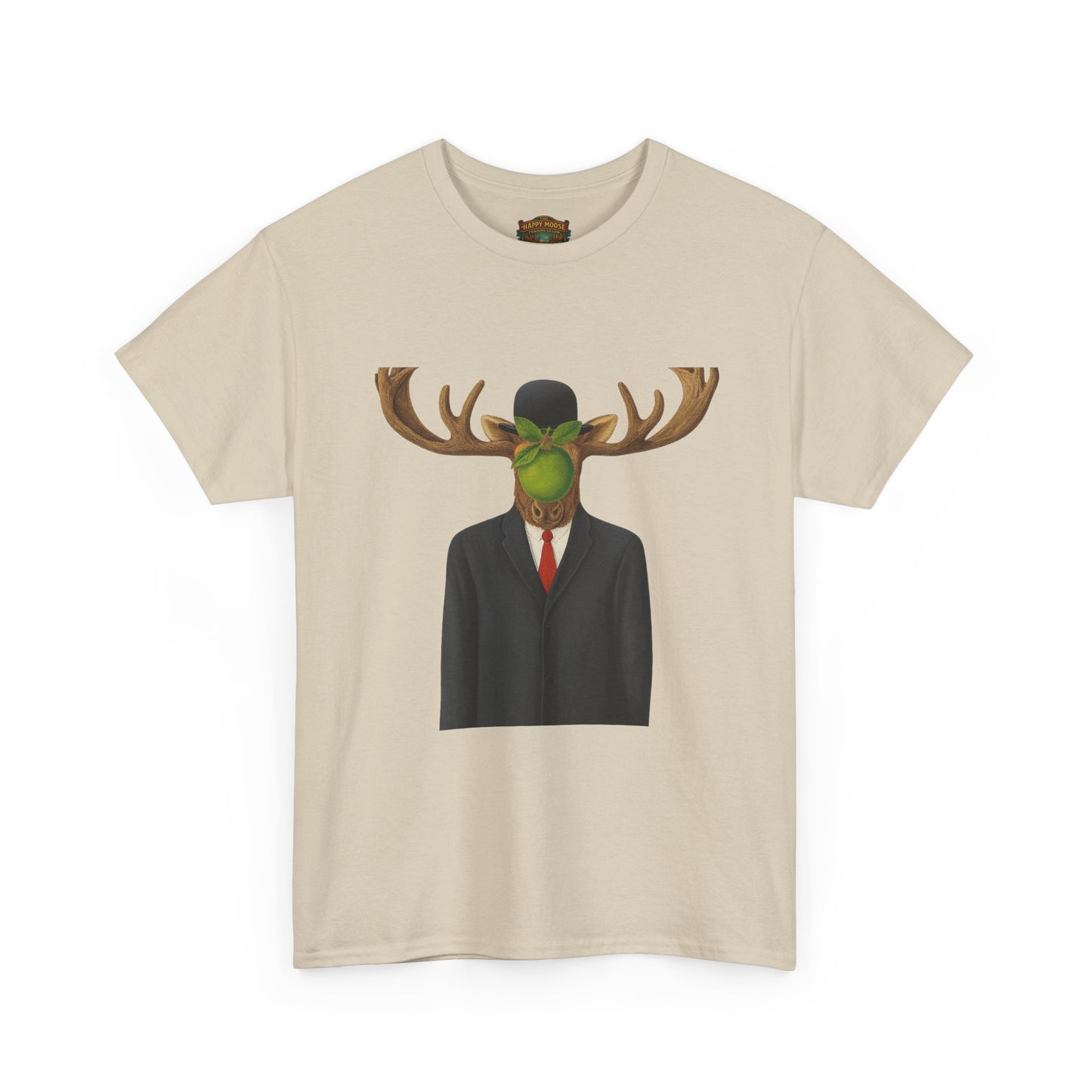 Surreal Moose Head Suit T‑Shirt — 'Man with Antlers' Artistic Graphic Tee