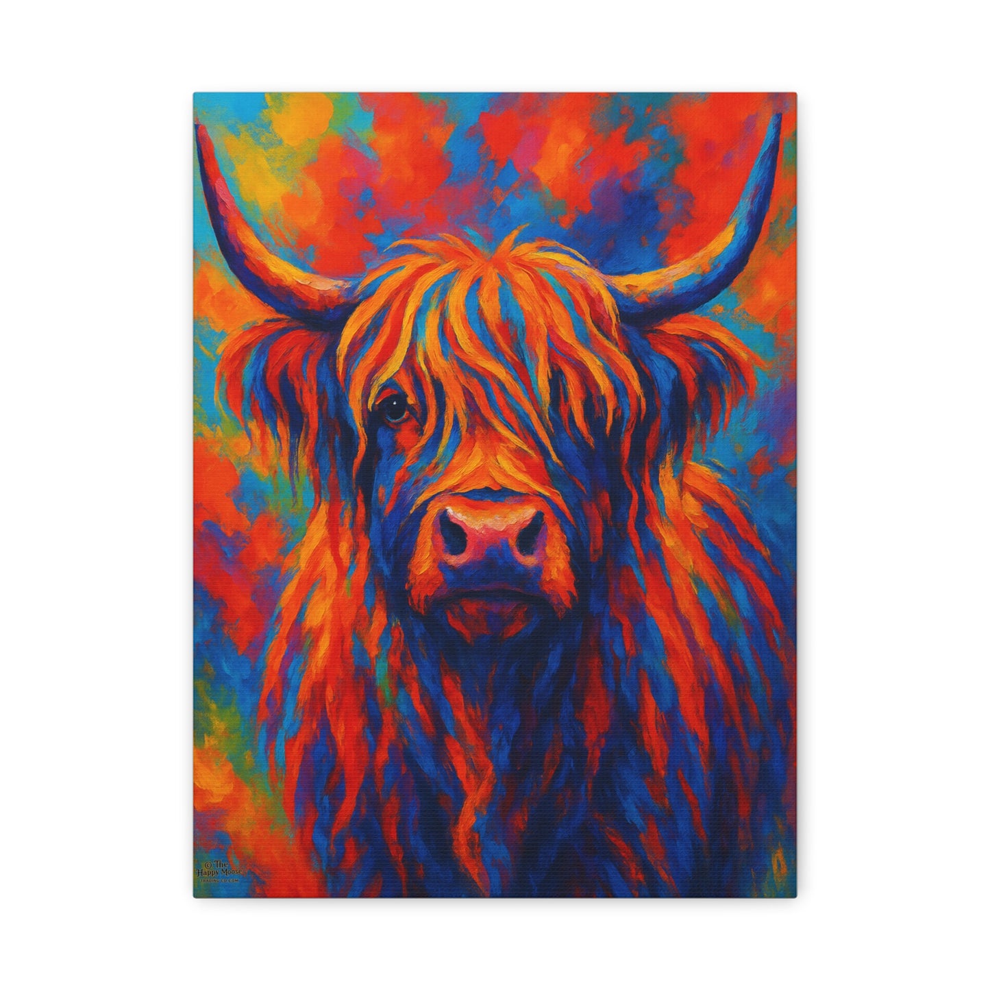 Colorful Highland Cow Canvas Print – Vibrant Pop Art Cattle Wall Decor
