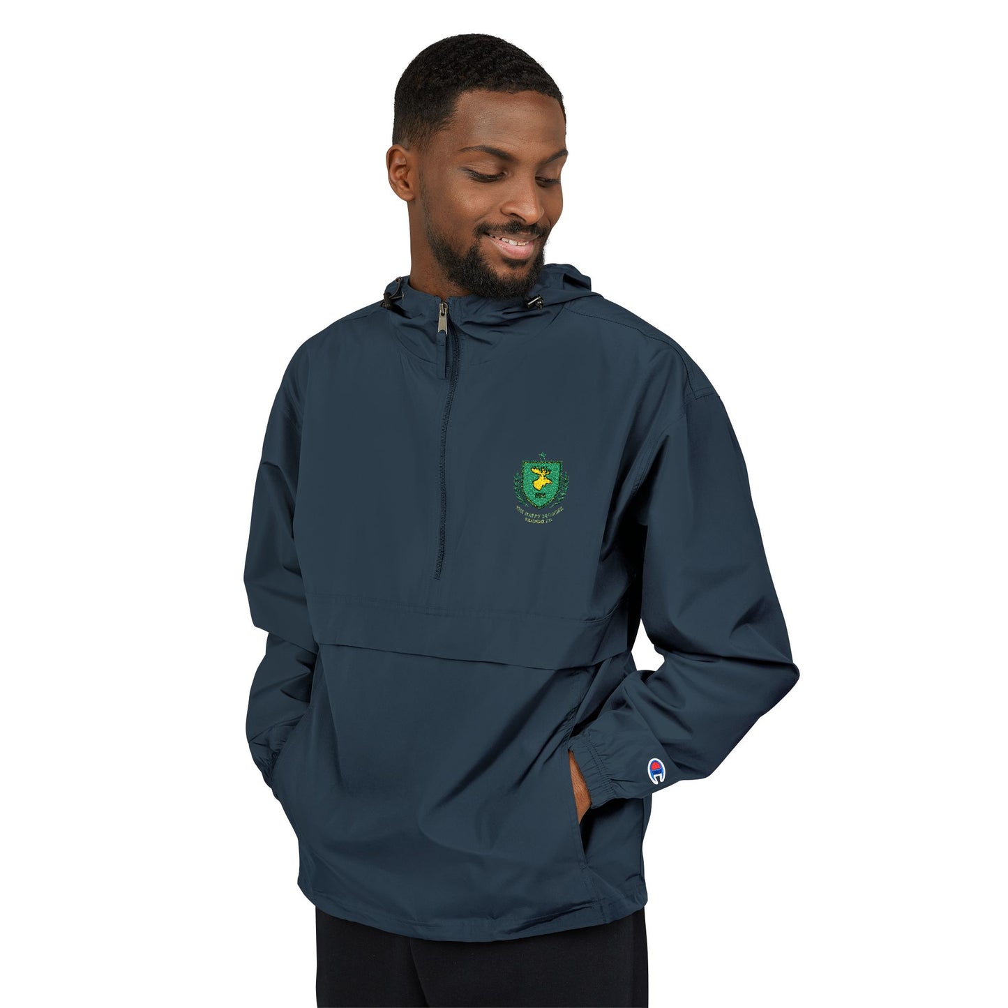 Yellow Packable Anorak Jacket — Small Green Crest Chest Logo