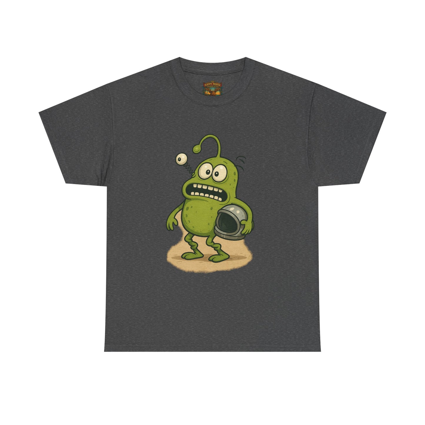 Green Alien Cartoon Tee | Funny Space Monster Illustration
