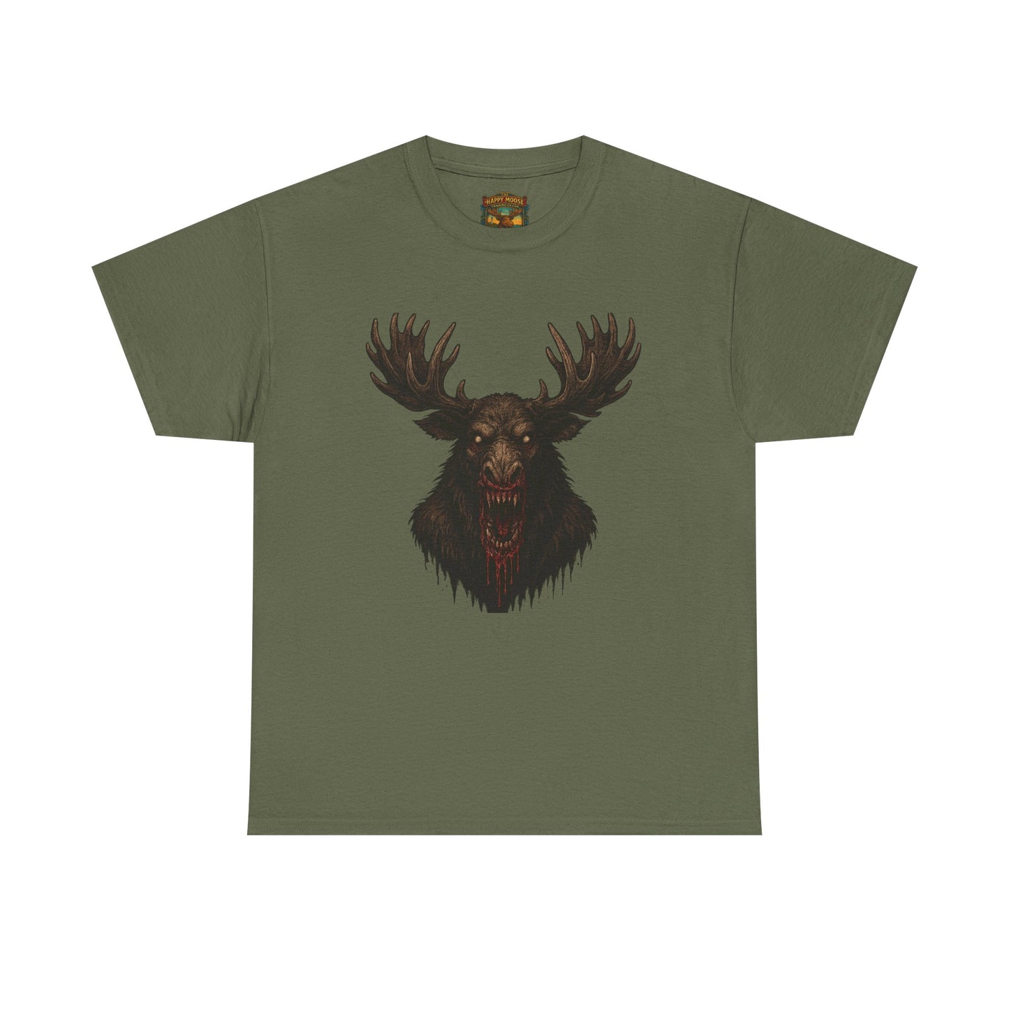 Moose Skull Graphic Tee — Dark Forest Horror Antler Shirt