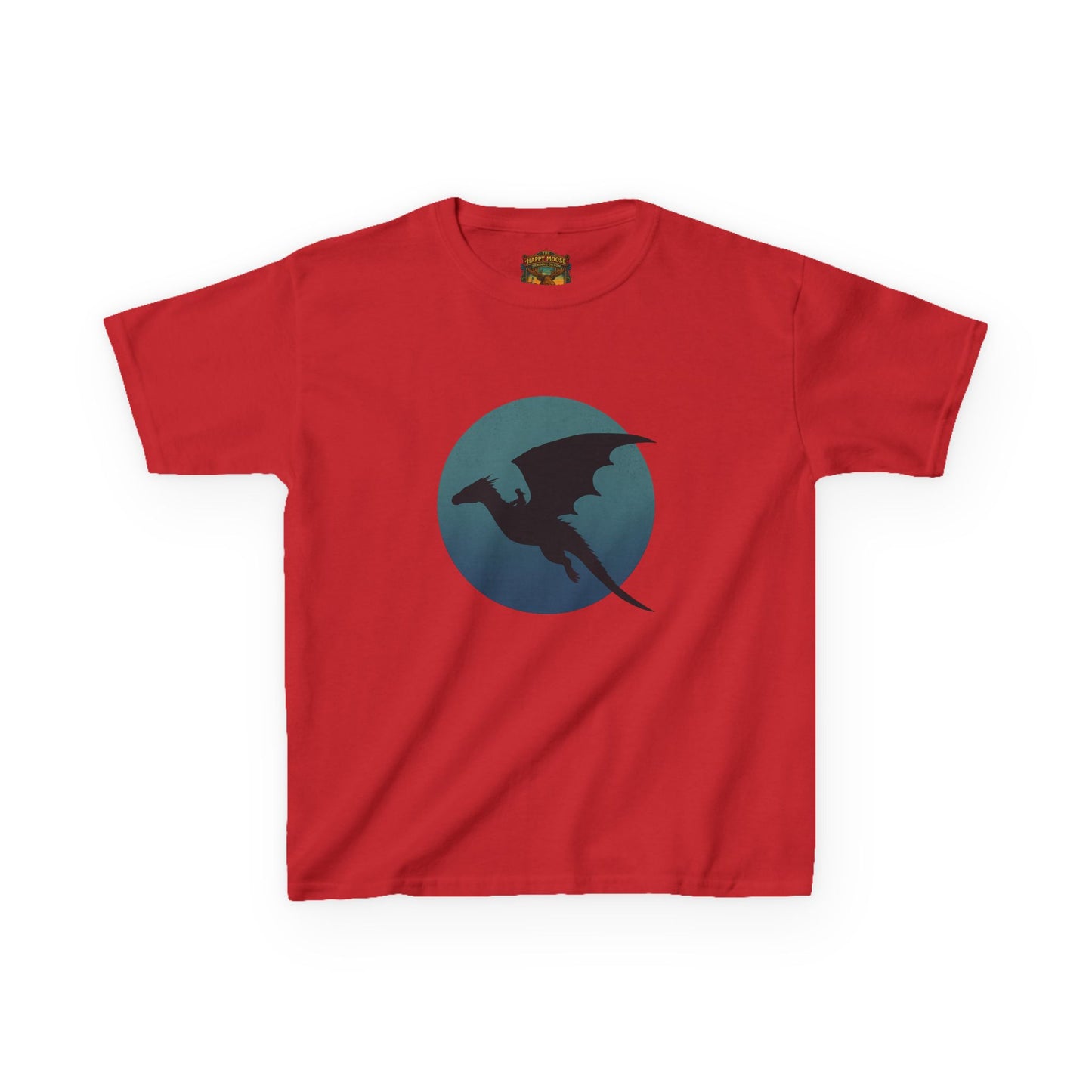Kids Dragon Silhouette Tee — Fantasy Dragon Circle Graphic Shirt
