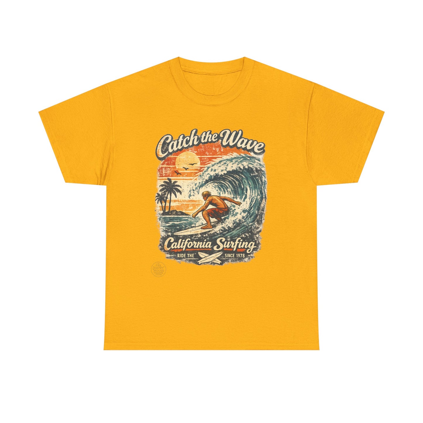 Catch the Wave California Surfing T-Shirt — Retro Beach Surf Tee
