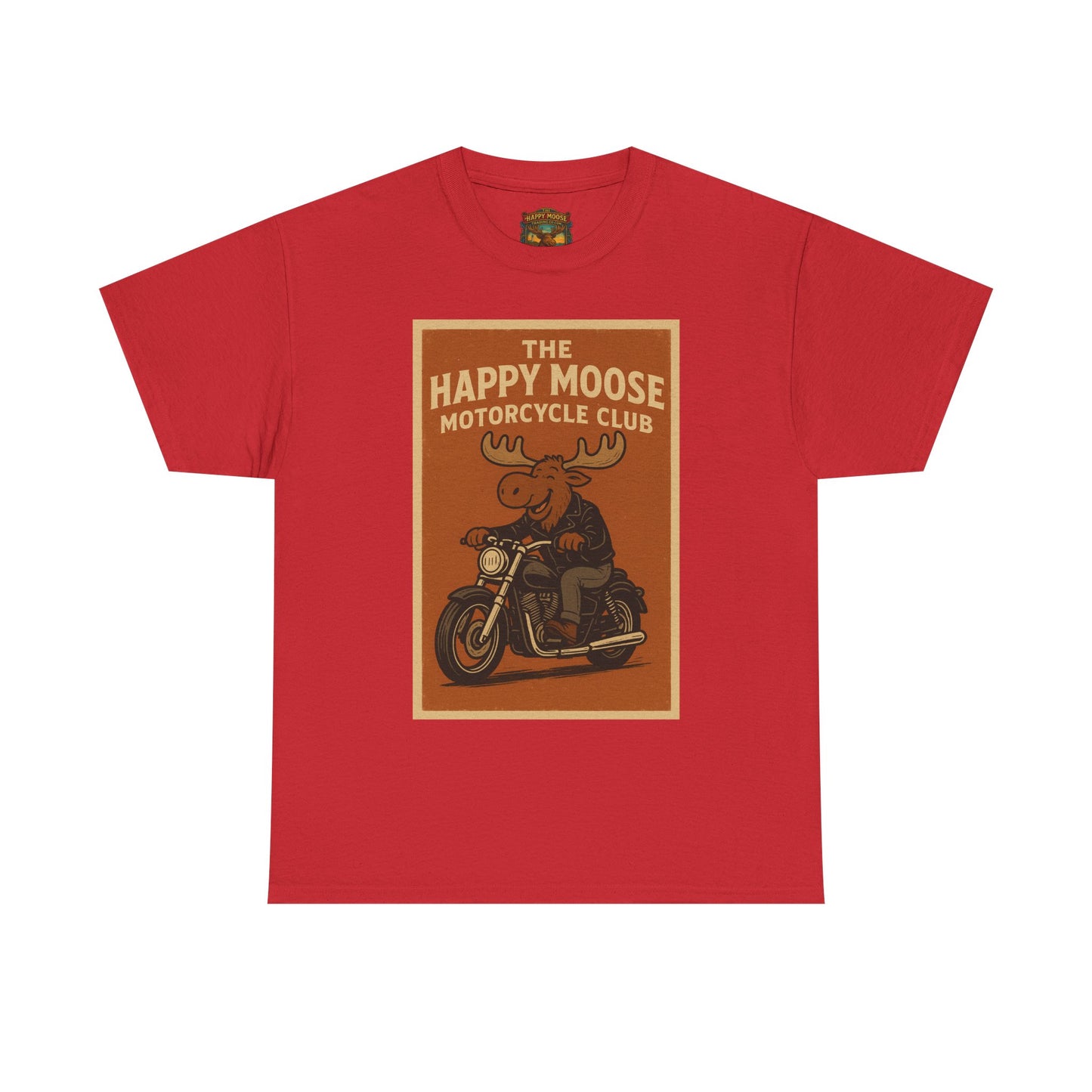 Happy Moose Motorcycle Club T-Shirt | Moose Biker Graphic