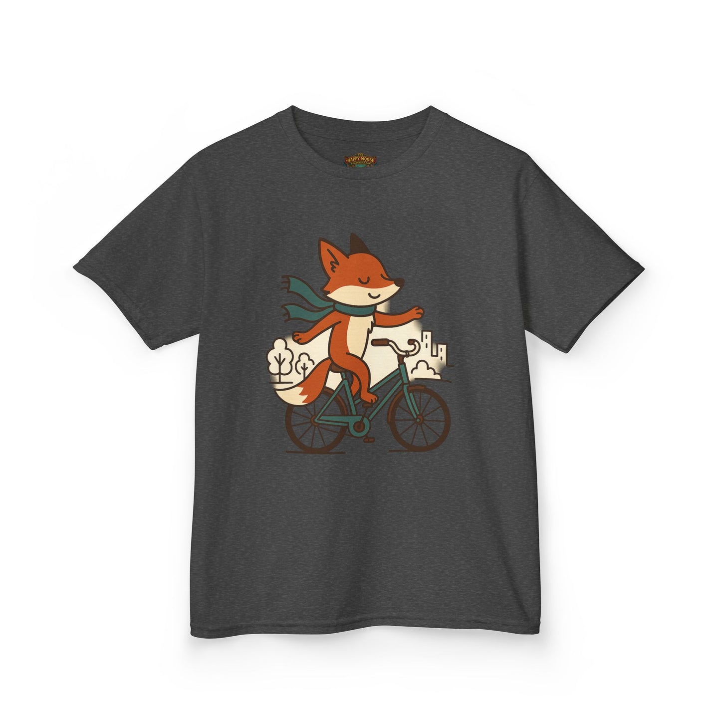 Kids Fox Bike T‑Shirt — Cute Riding Fox Illustration Tee
