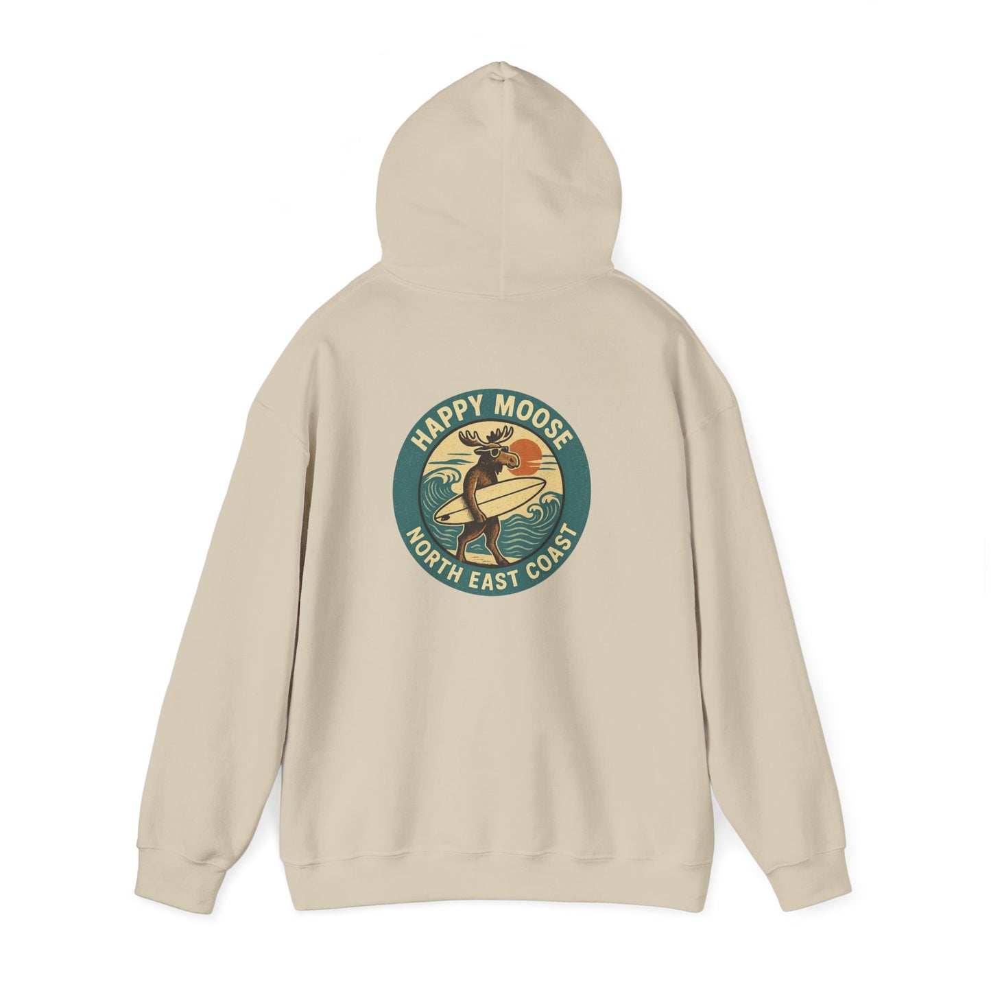 Moose Surf Hoodie – "Happy Moose North East Coast" Retro Surf Graphic