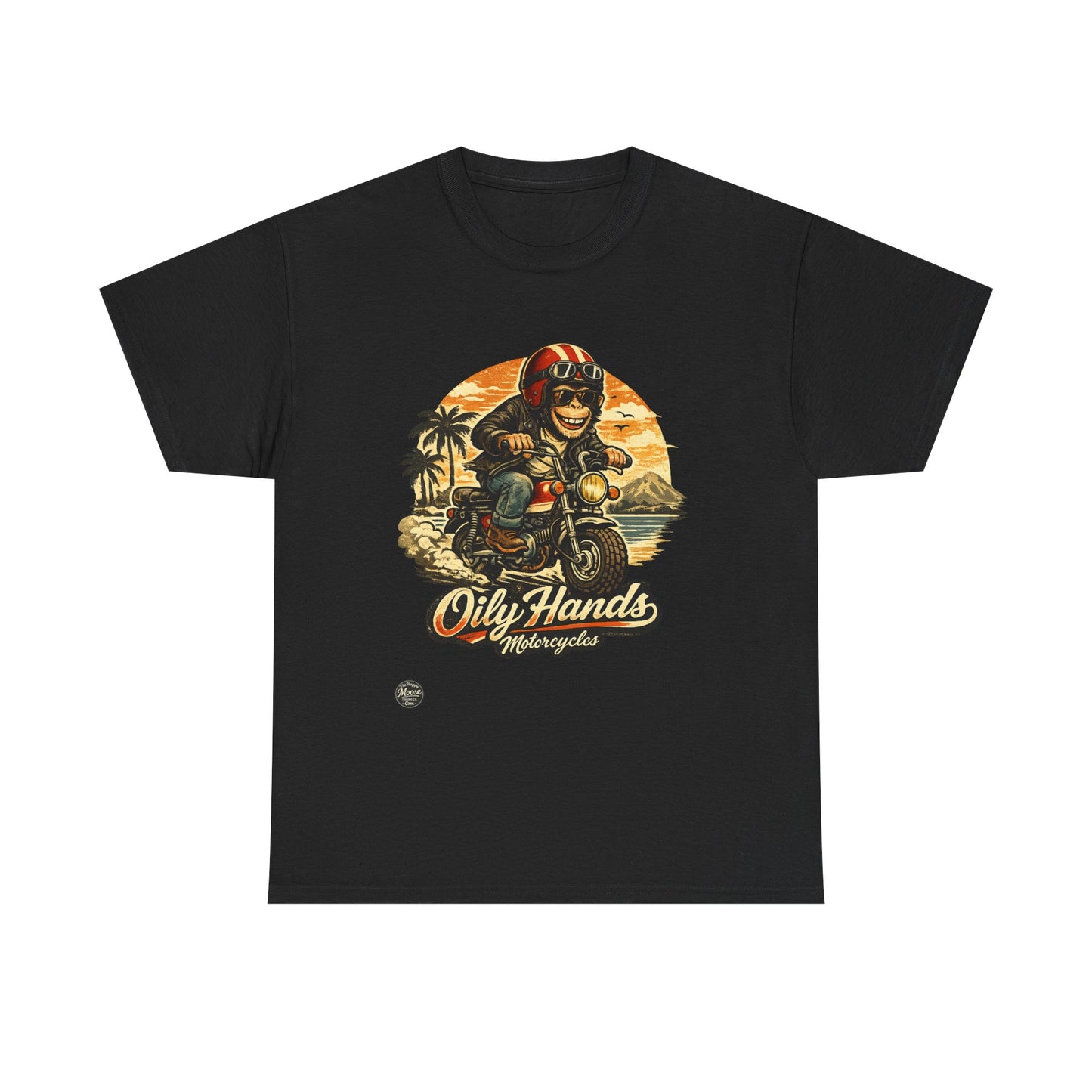 Oily Hands Motorcycle Rider Vintage Monkey Bike Sunset T-Shirt #008 E