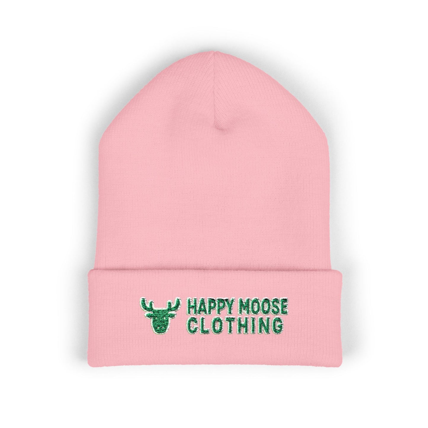 Happy Moose Embroidered Cuffed Beanie