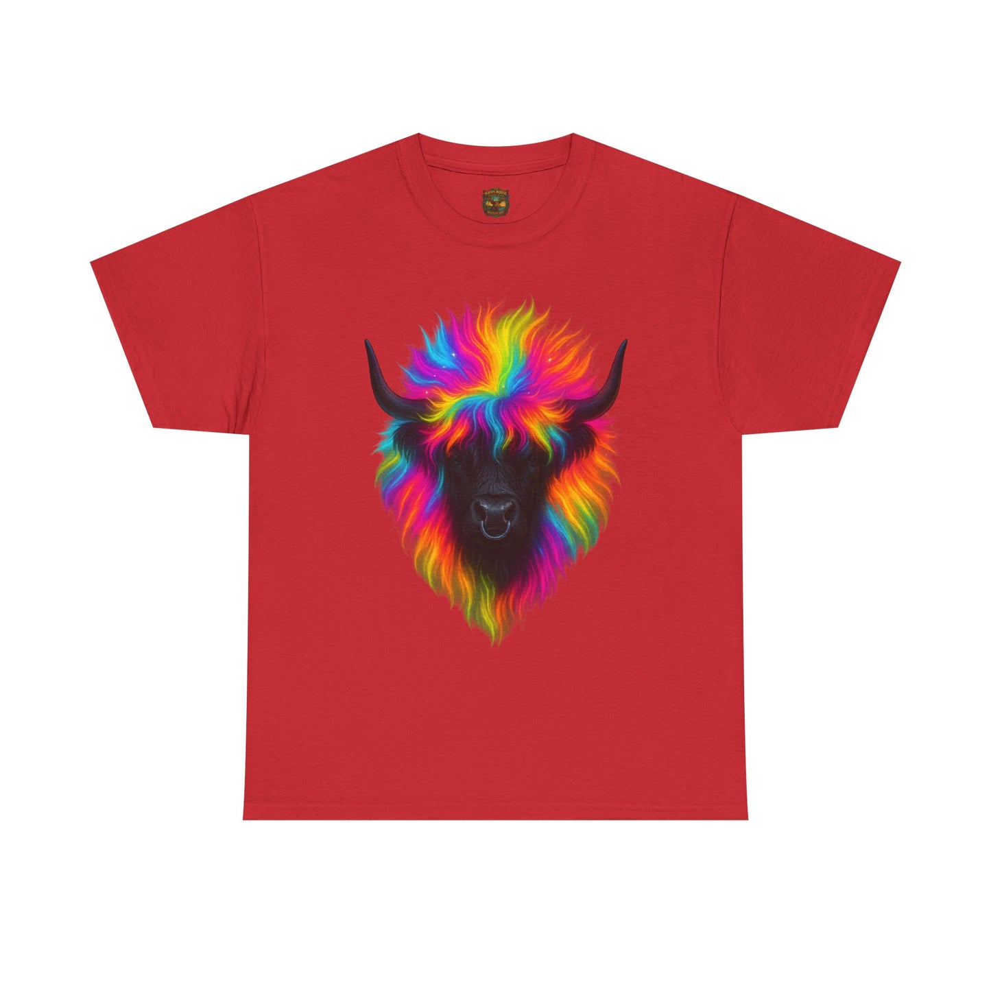 Rainbow Highland Cow T-Shirt — Colourful Neon Graphic Tee