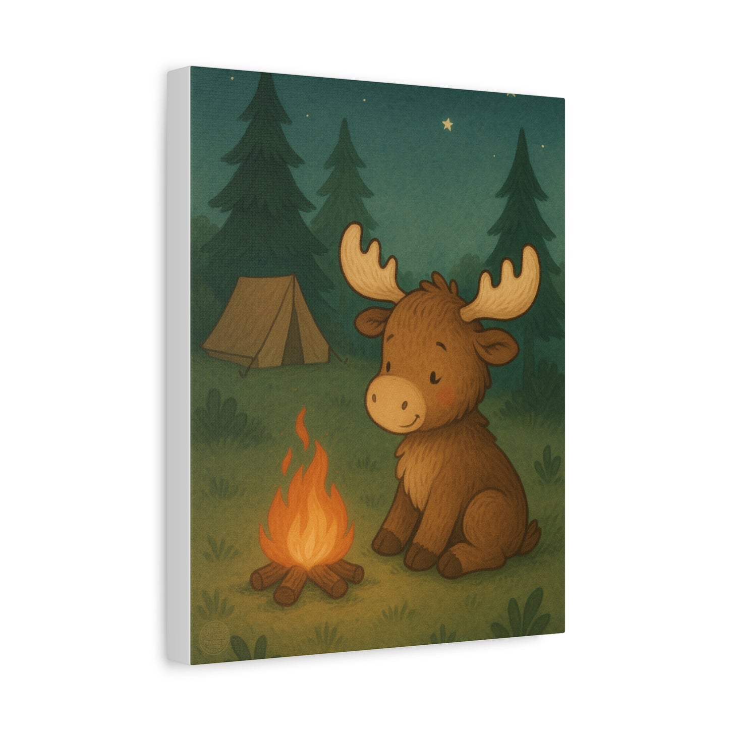 Cute Camping Moose Canvas Art — Kids Nursery Wall Decor