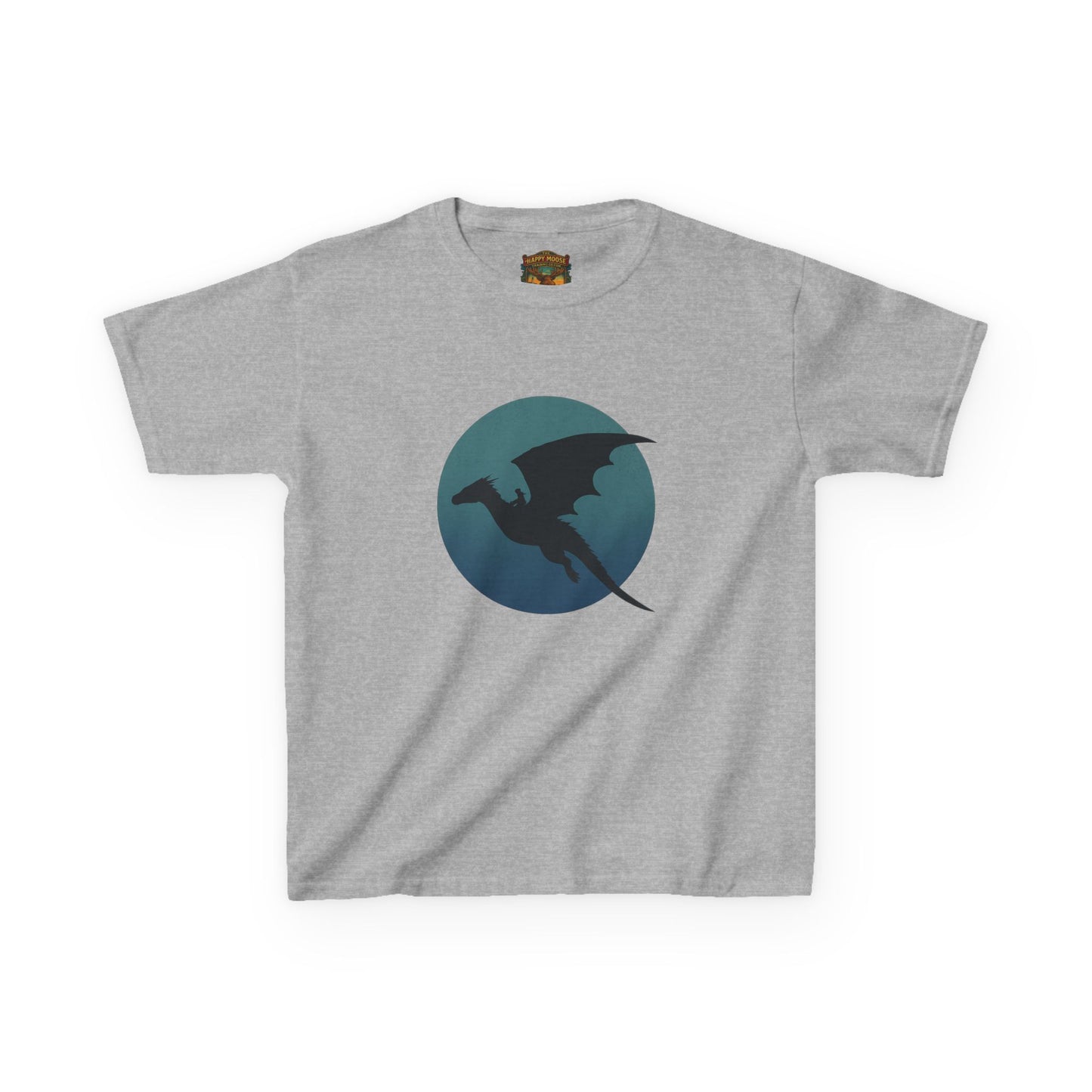 Kids Dragon Silhouette Tee — Fantasy Dragon Circle Graphic Shirt
