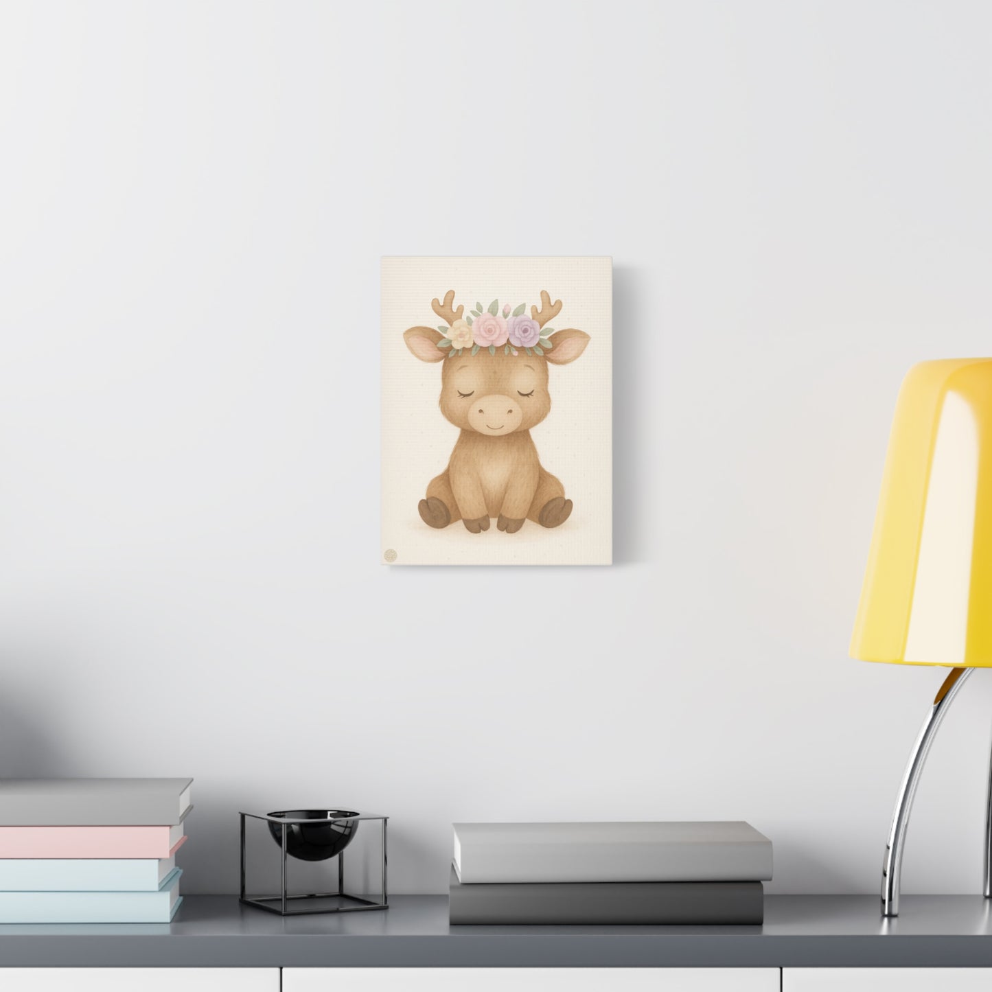 Woodland Baby Deer Canvas — Floral Antler Nursery Wall Art