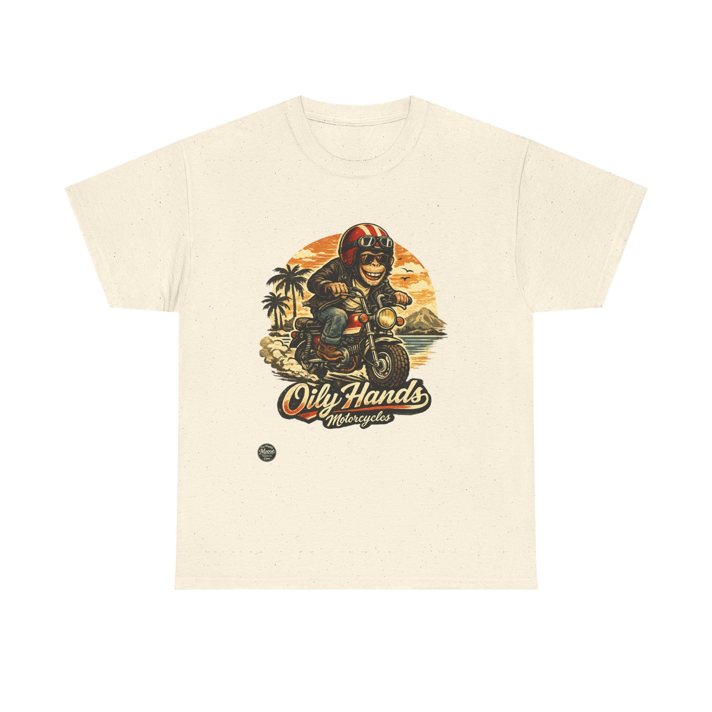 Oily Hands Motorcycle Rider Vintage Monkey Bike Sunset T-Shirt #008 E