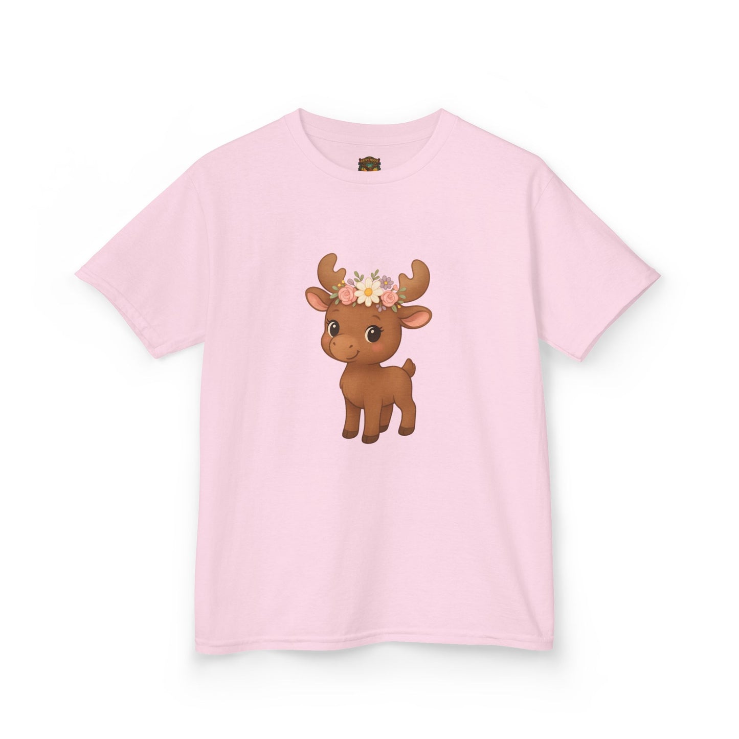 Kids Tee — Cute Floral Crown Baby Moose Graphic