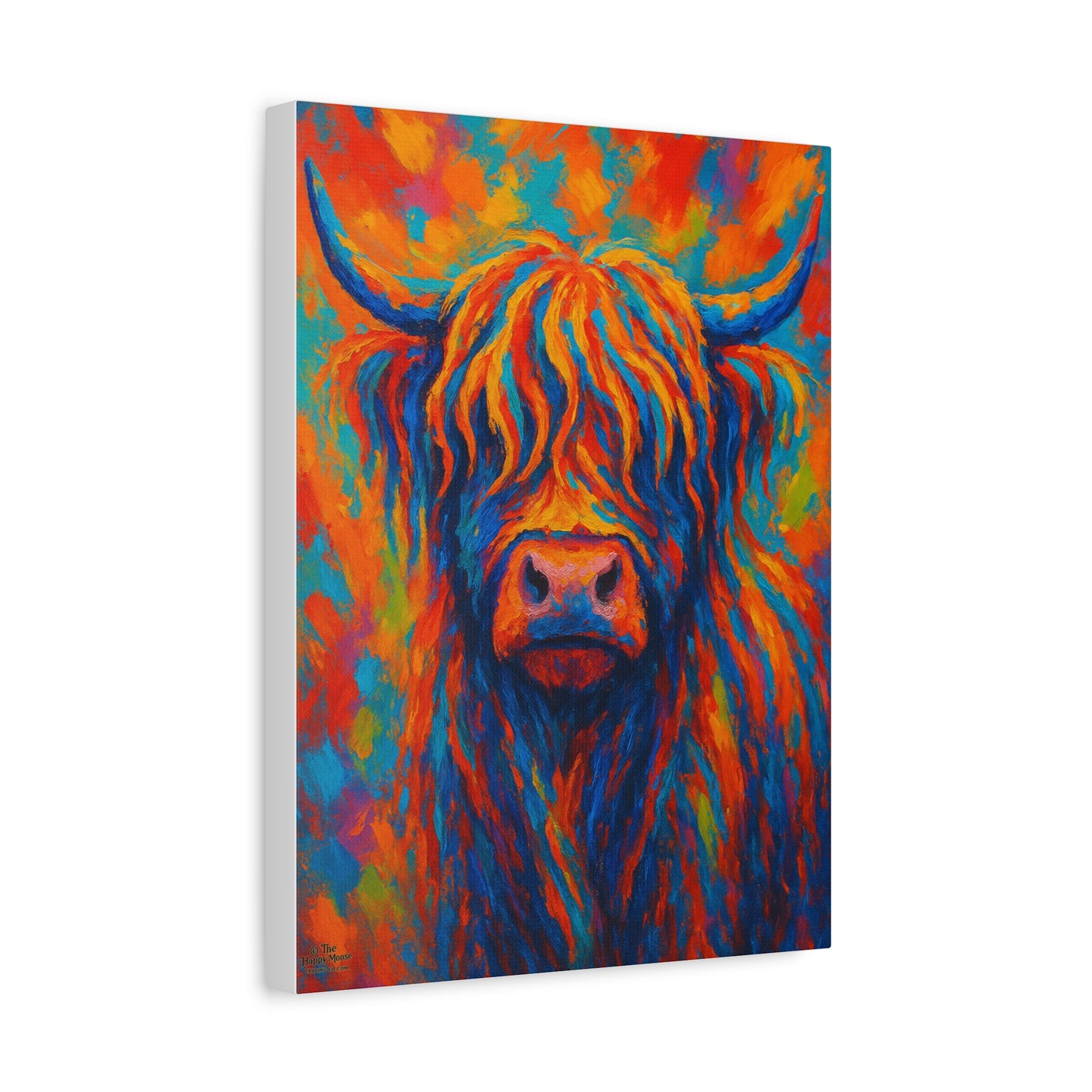 Colorful Highland Cow Matte Canvas Wall Art — Vibrant Stretched Canvas