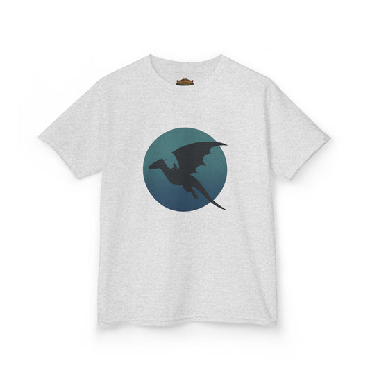 Kids Dragon Silhouette Tee — Fantasy Dragon Circle Graphic Shirt