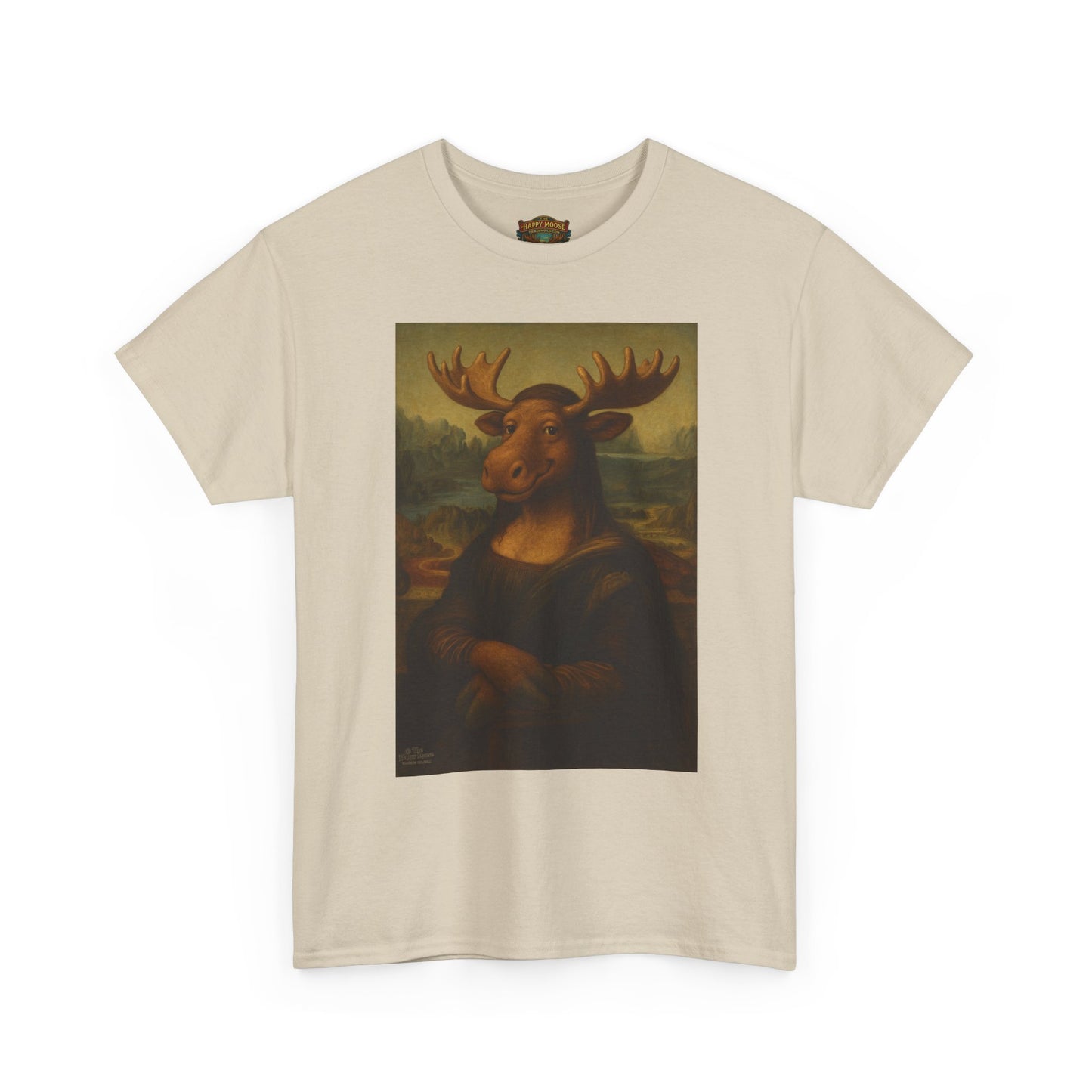 Mona Moose Tee — Funny Renaissance Moose Portrait T‑Shirt