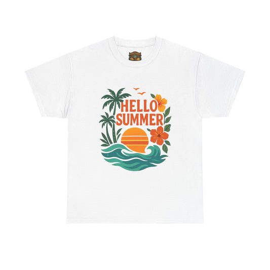 Hello Summer T-Shirt | Sunshine Text Graphic, Summer Vibes Tee