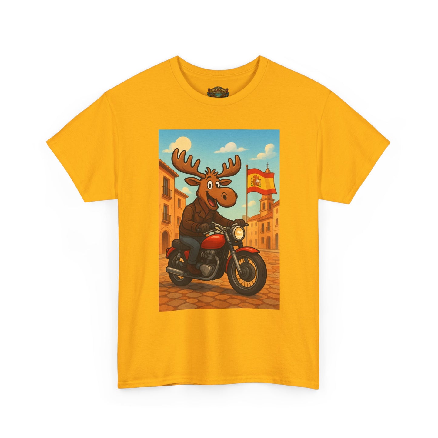 Happy Moose on a Motorcycle T-Shirt | Vintage Biker Animal Tee