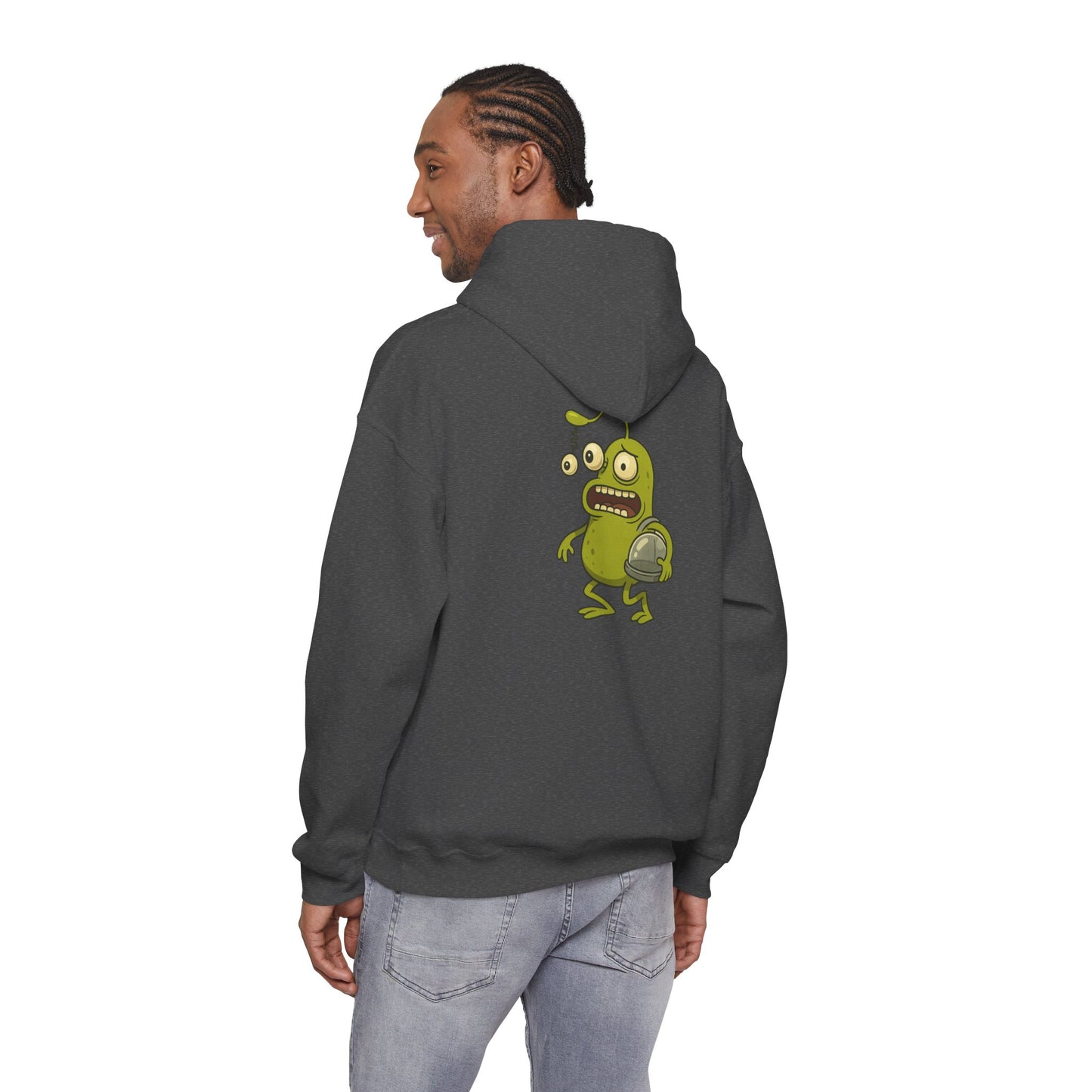 Alien Monster Hoodie — Cute Green Space Creature Graphic Hooded Sweatshirt
