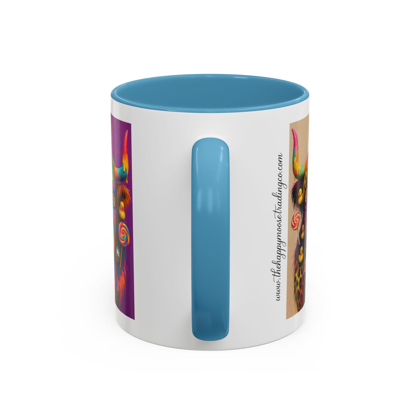 Psychedelic Highland Cow Accent Coffee Mug — Colorful Neon Farm Animal Art (11/15 oz)