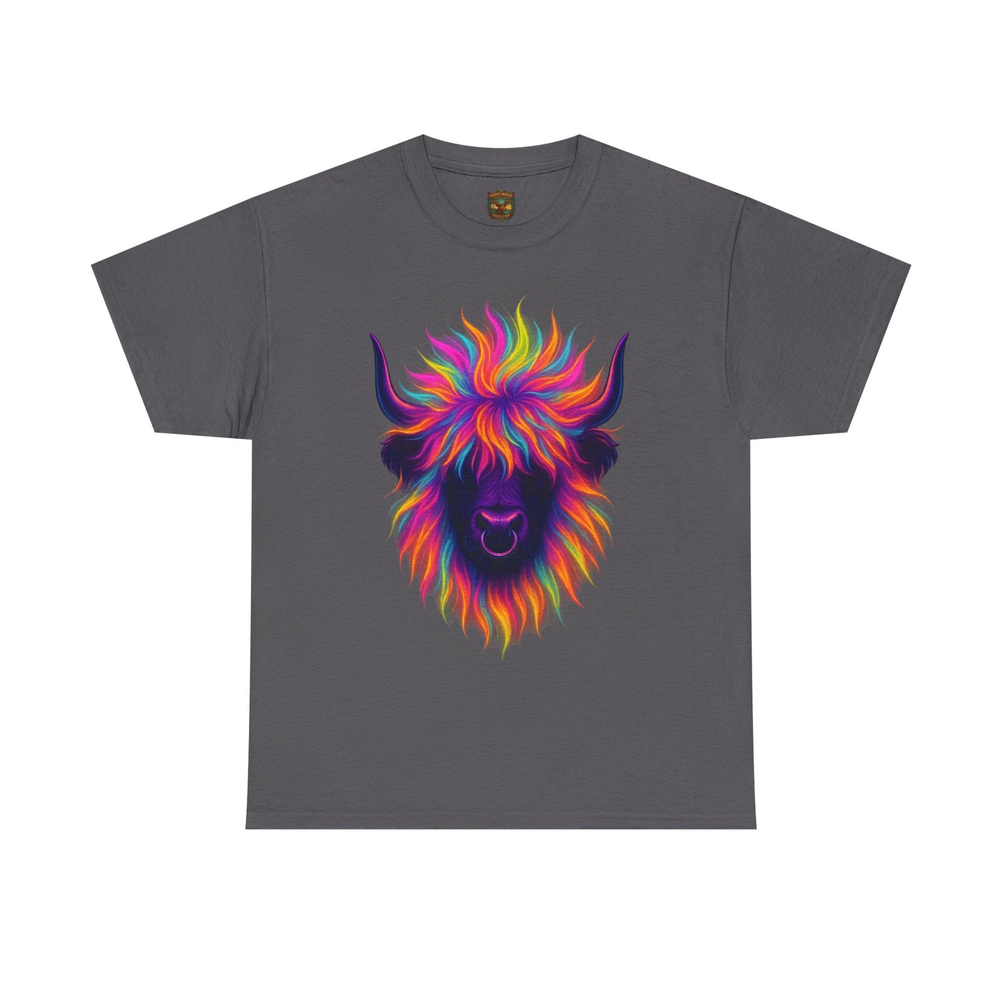 Colorful Highland Cow T-Shirt — Vibrant Rainbow Yak Graphic Tee