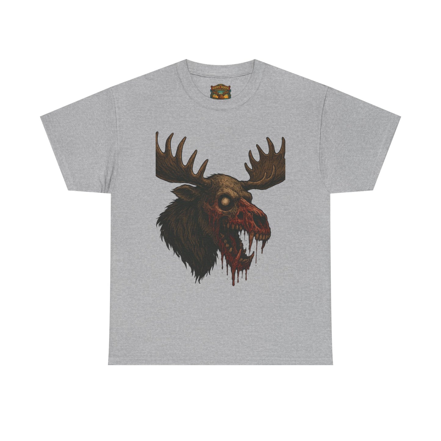 Horror Moose Skull Tee — Creepy Dripping Monster Head Graphic T-Shirt
