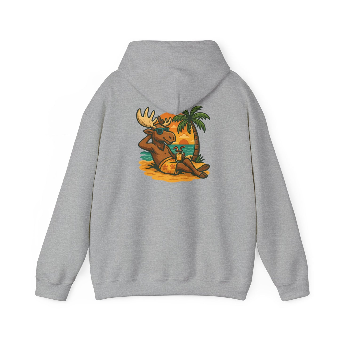 Hoodie — Relaxing Moose Beach Sunset Graphic Hooded Sweatshirt