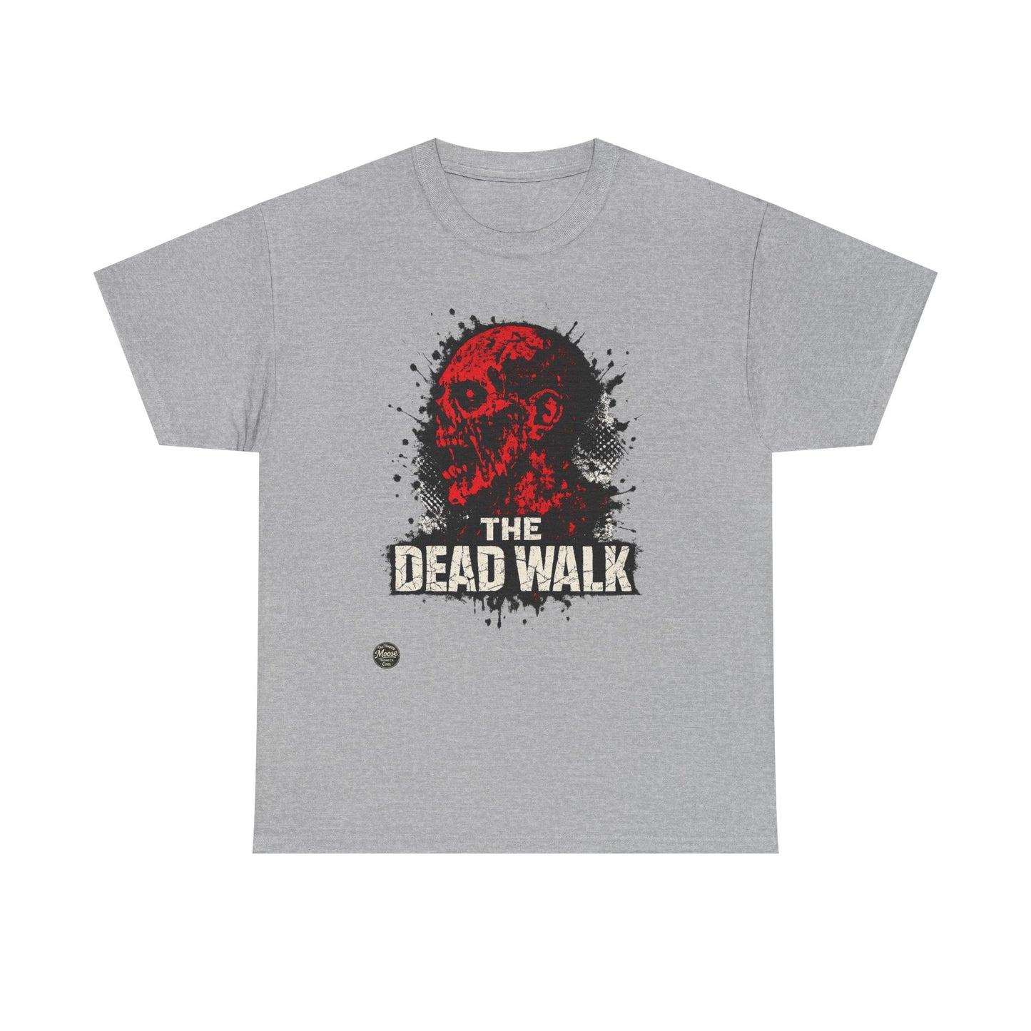 The Dead Walk Horror T-Shirt — Red Zombie Skull Graphic Tee