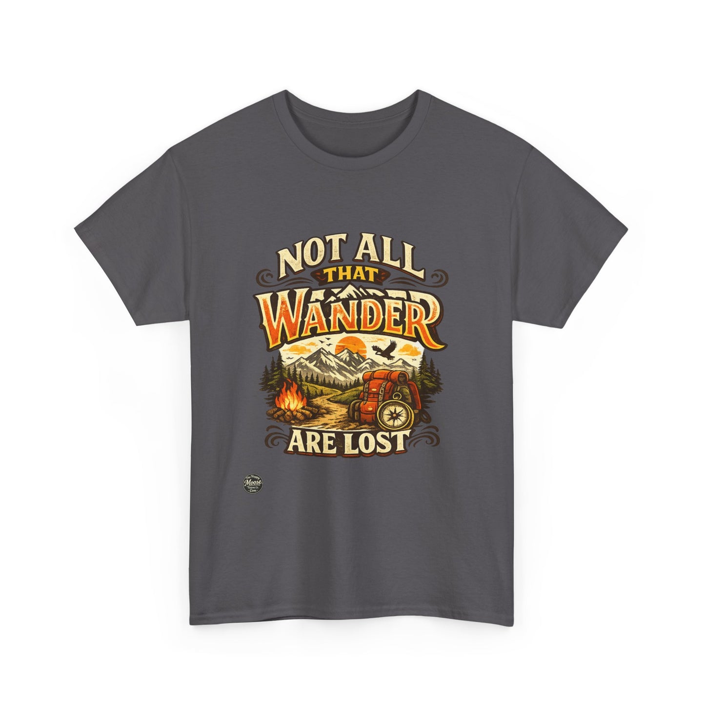 Wander Camper T‑Shirt — "Not All That Wander Are Lost" Adventure Tee