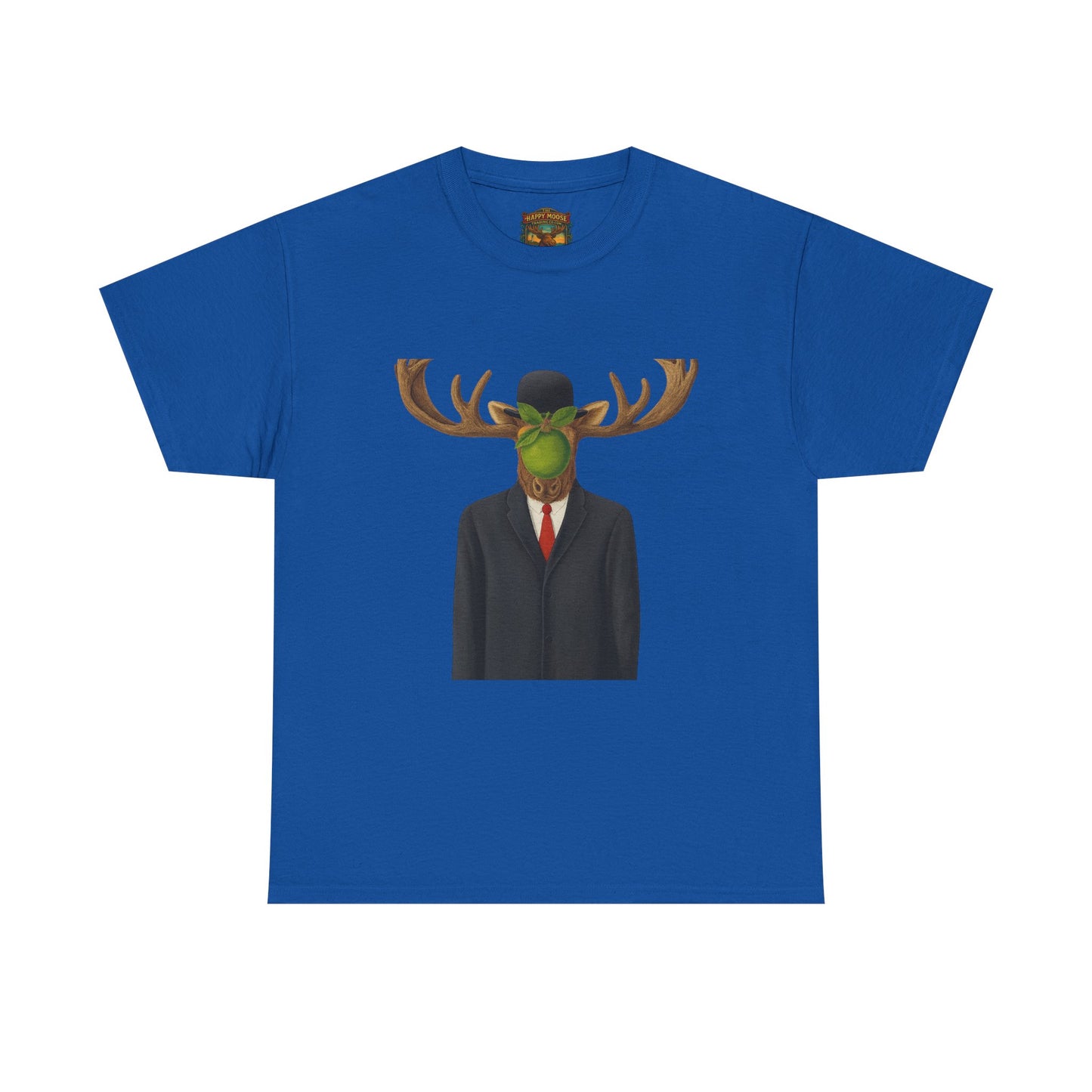 Surreal Moose Head Suit T‑Shirt — 'Man with Antlers' Artistic Graphic Tee