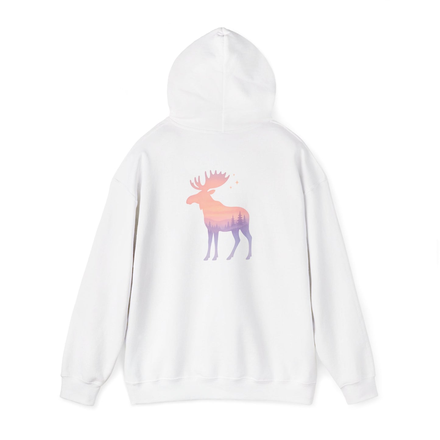 Moose Sunset Hoodie — Pastel Gradient Elk Graphic Pullover