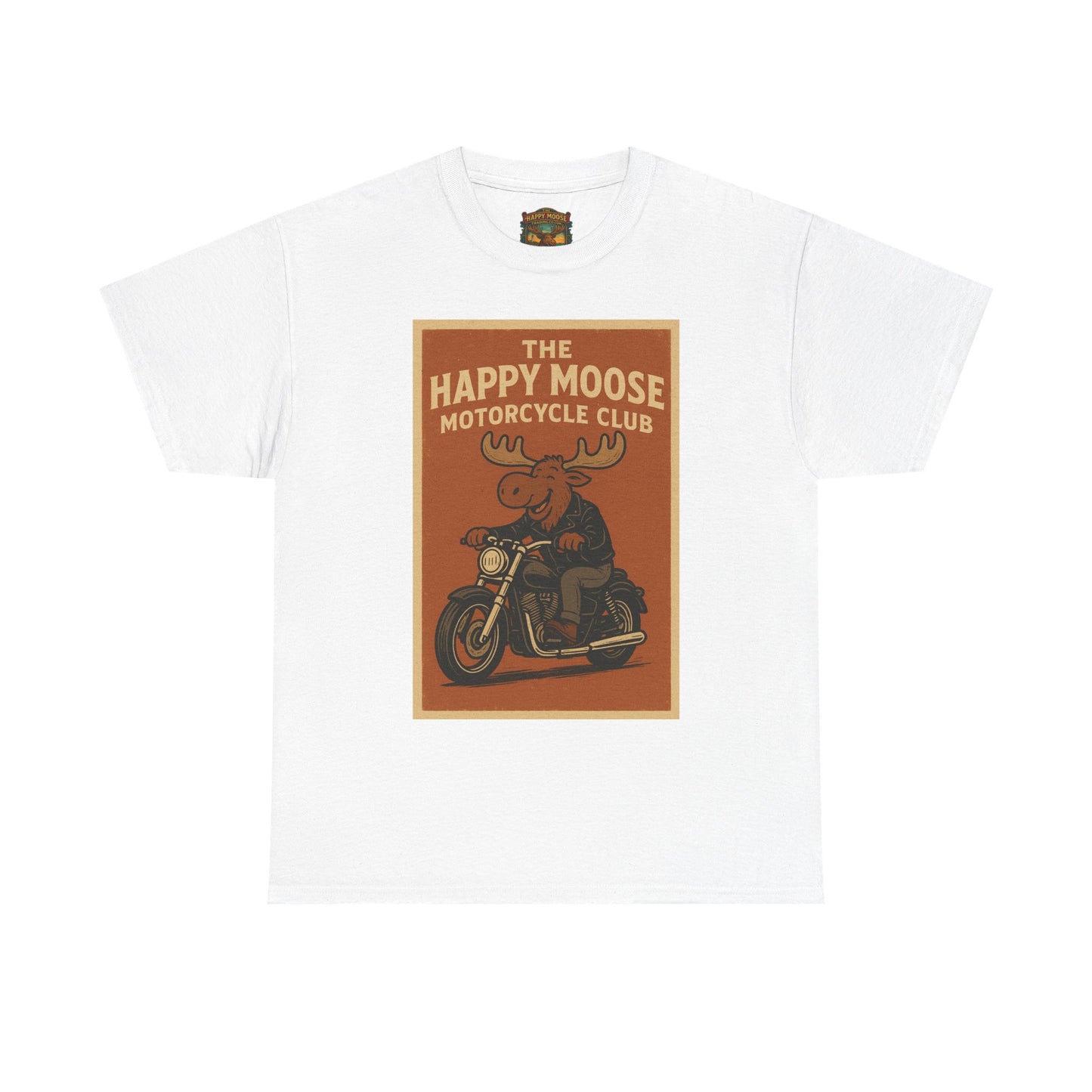 Happy Moose Motorcycle Club T-Shirt | Moose Biker Graphic