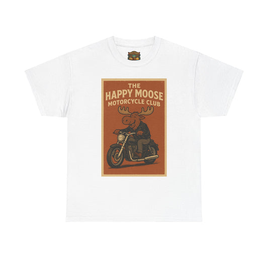 Happy Moose Motorcycle Club T-Shirt | Moose Biker Graphic