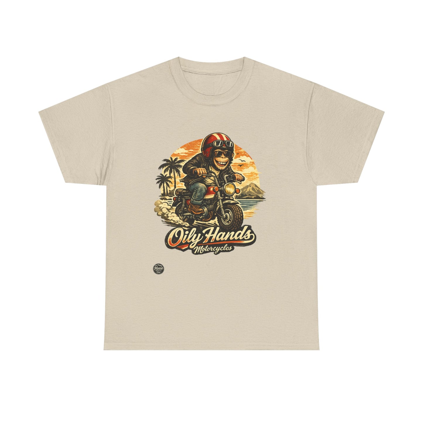 Oily Hands Motorcycle Rider Vintage Monkey Bike Sunset T-Shirt #008 E