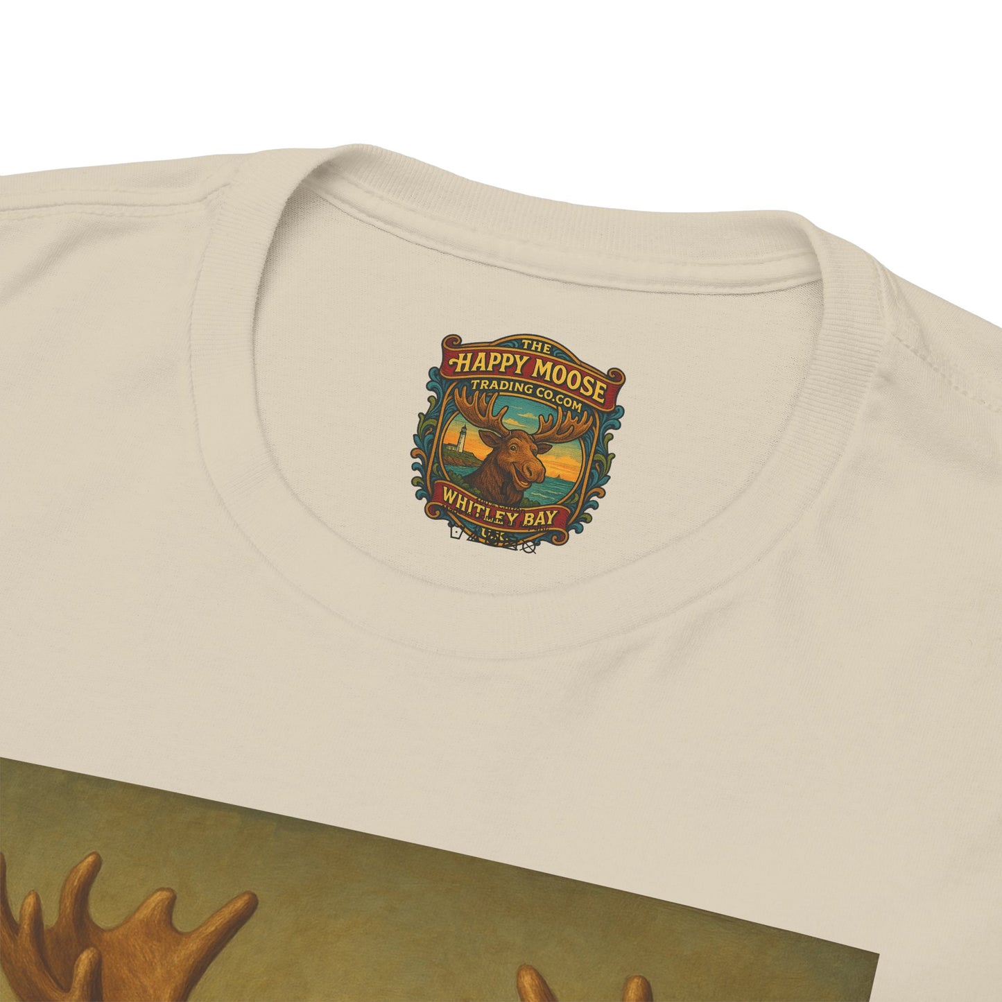 Mona Moose Tee — Funny Renaissance Moose Portrait T‑Shirt