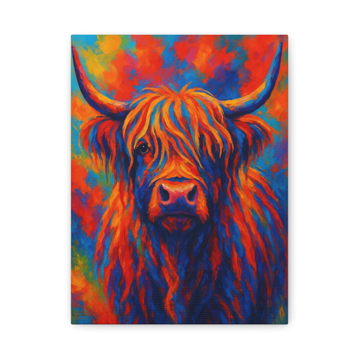 Colorful Highland Cow Canvas Print – Vibrant Pop Art Cattle Wall Decor