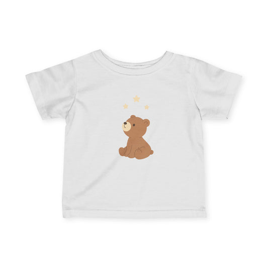 Infant Tee — Cute Sitting Teddy Bear with Stars Baby Shirt