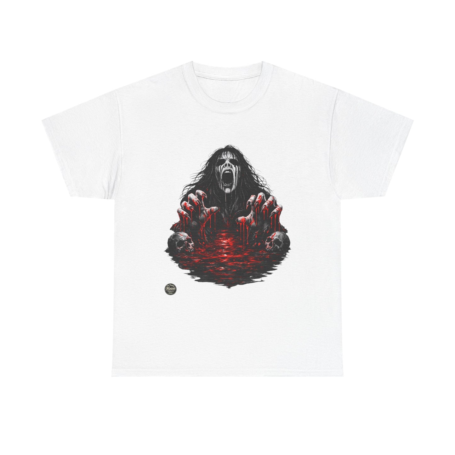 T-Shirt — Horror Scream Design with Red Blood Pool (Gothic Horror Tee)  EZ002