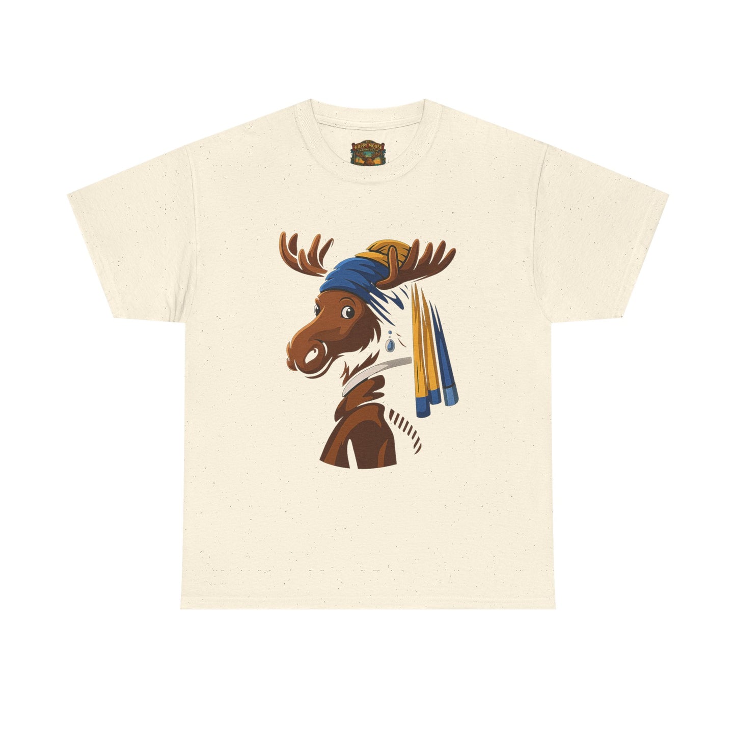 The Moose With The Pearl Earring Graphic Tee — Playful Moose with Headwrap T-Shirt
