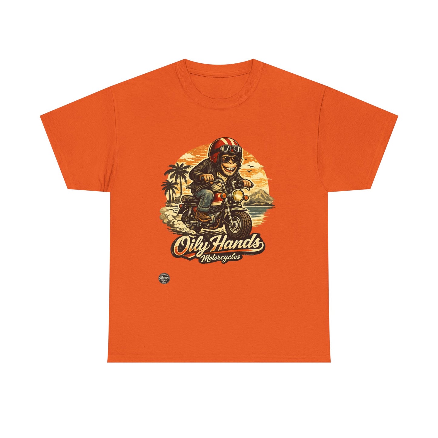Oily Hands Motorcycle Rider Vintage Monkey Bike Sunset T-Shirt #008 E