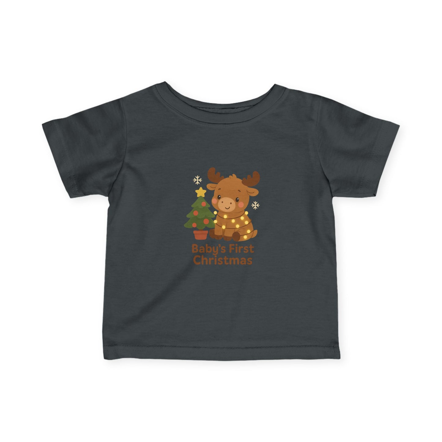 Baby's First Christmas Infant Tee — Cute Reindeer & Tree Holiday Shirt