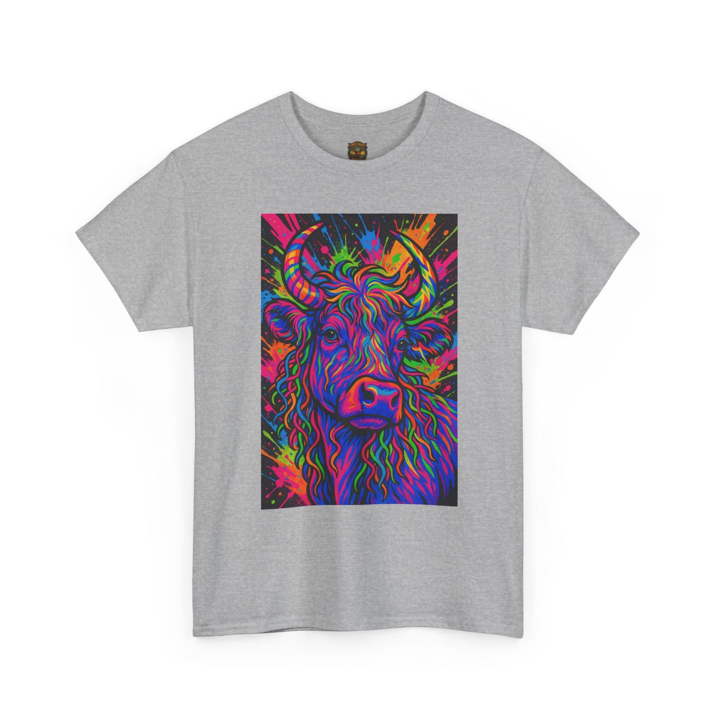 Psycadelic Highland Cow T-Shirt | Retro Rainbow Cow Art 1