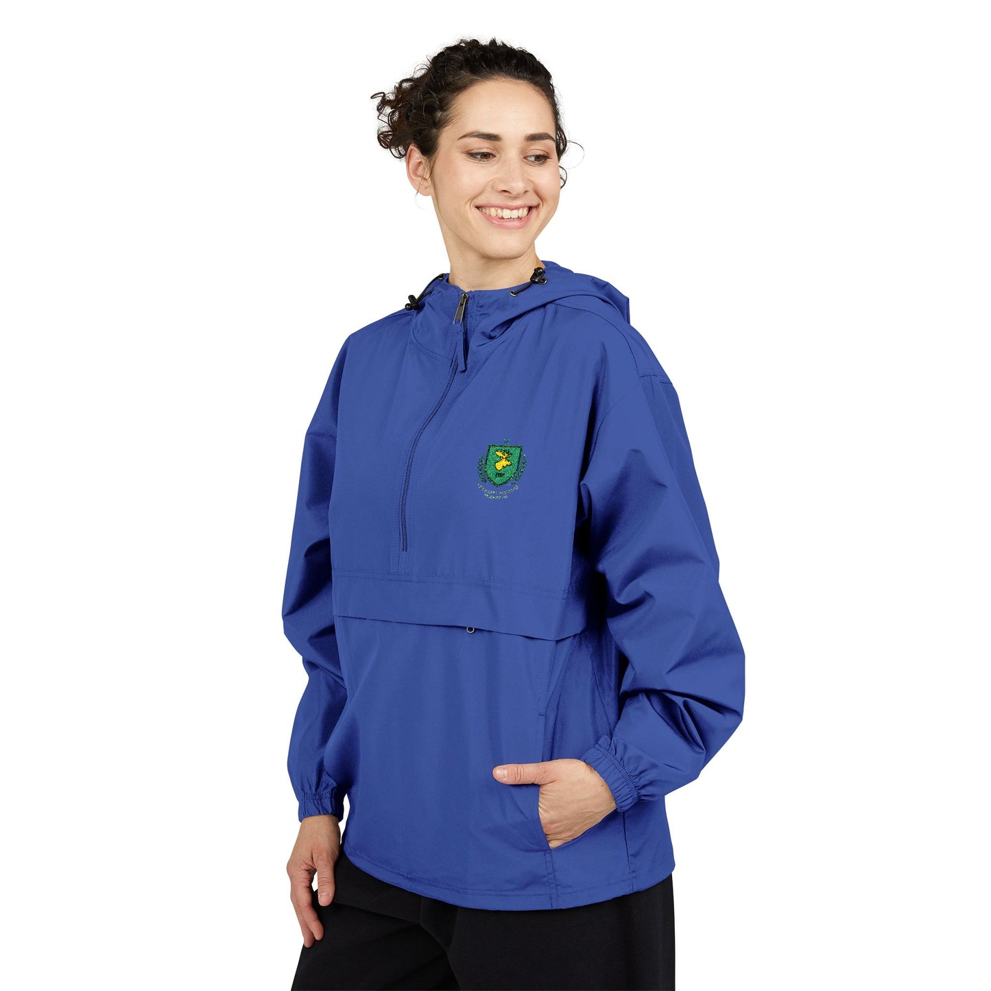 Yellow Packable Anorak Jacket — Small Green Crest Chest Logo