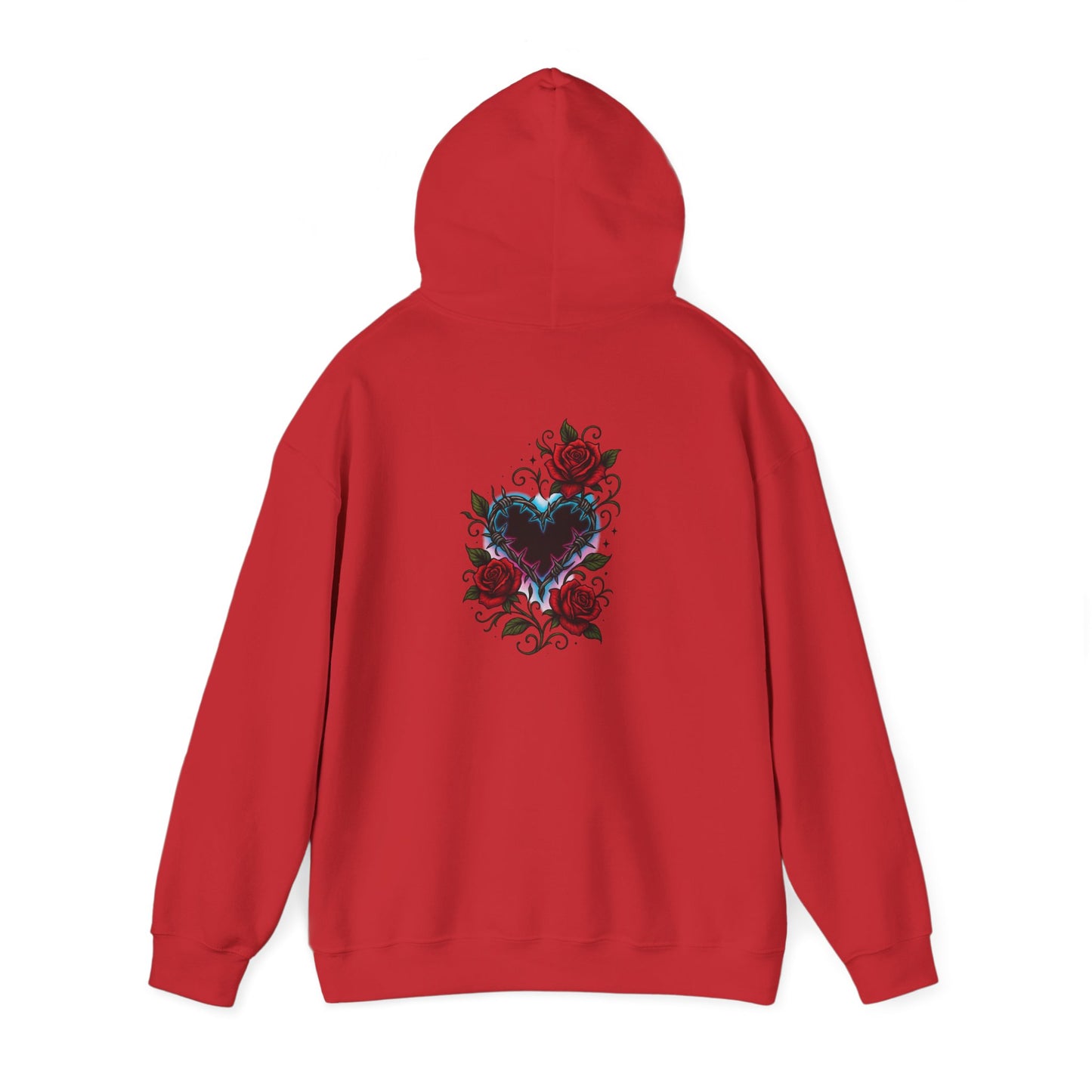 Rose Heart Tattoo Hoodie — Gothic Floral Heart Back Print
