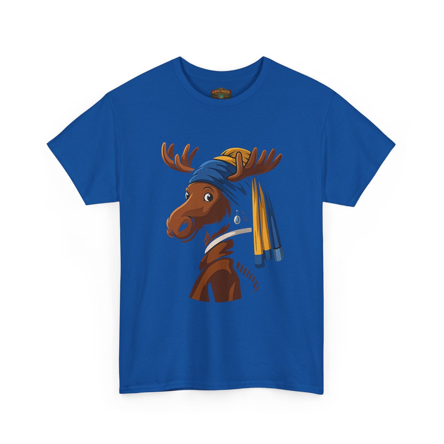The Moose With The Pearl Earring Graphic Tee — Playful Moose with Headwrap T-Shirt
