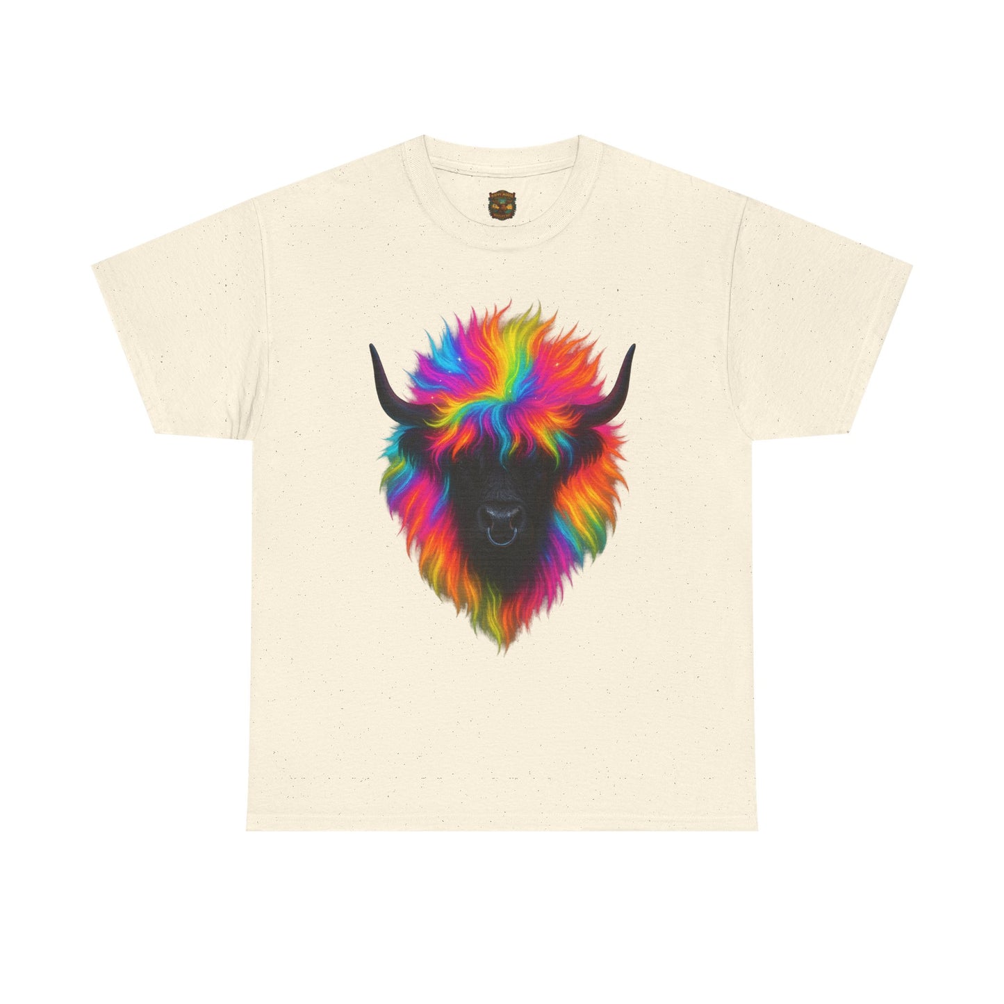 Rainbow Highland Cow T-Shirt — Colourful Neon Graphic Tee