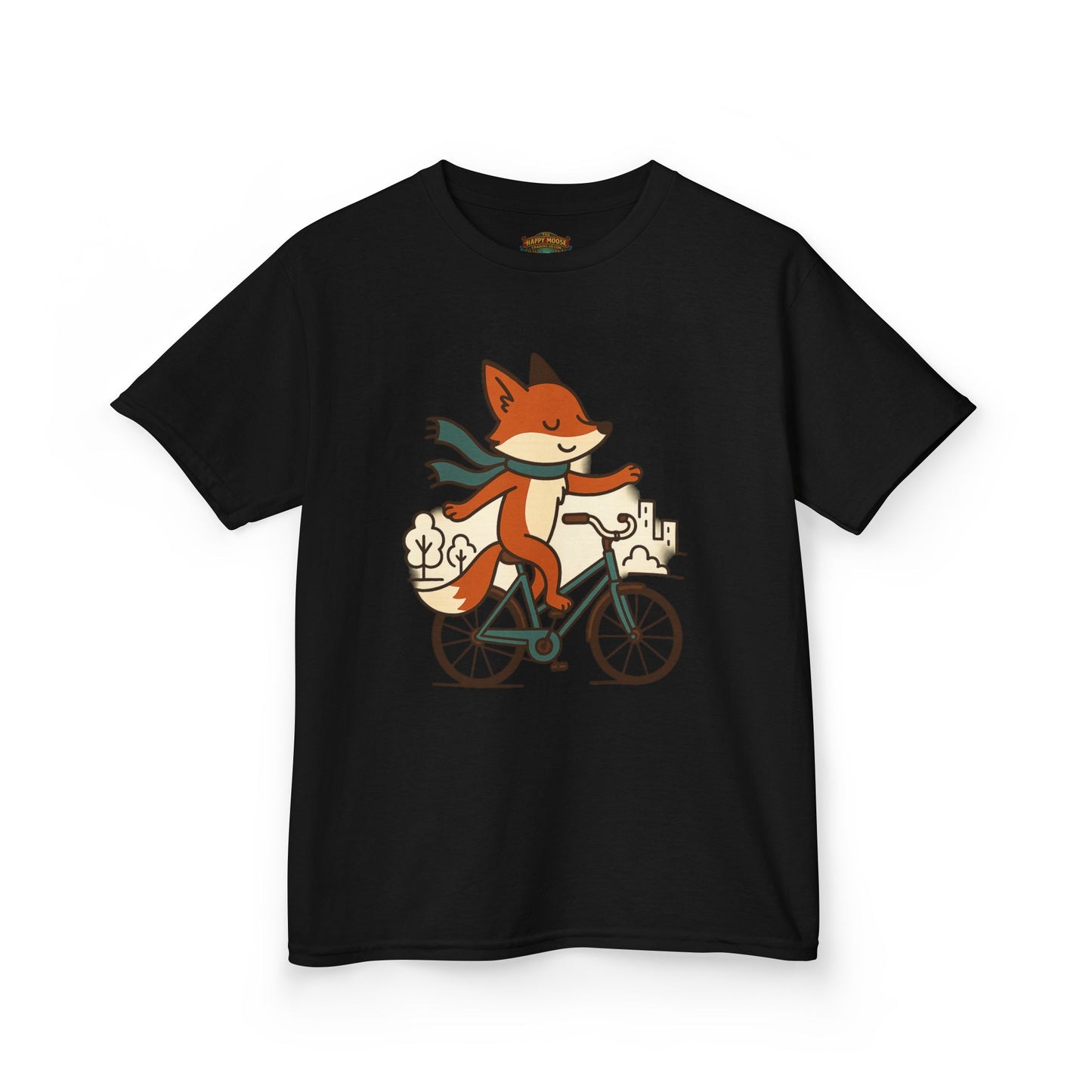 Kids Fox Bike T‑Shirt — Cute Riding Fox Illustration Tee