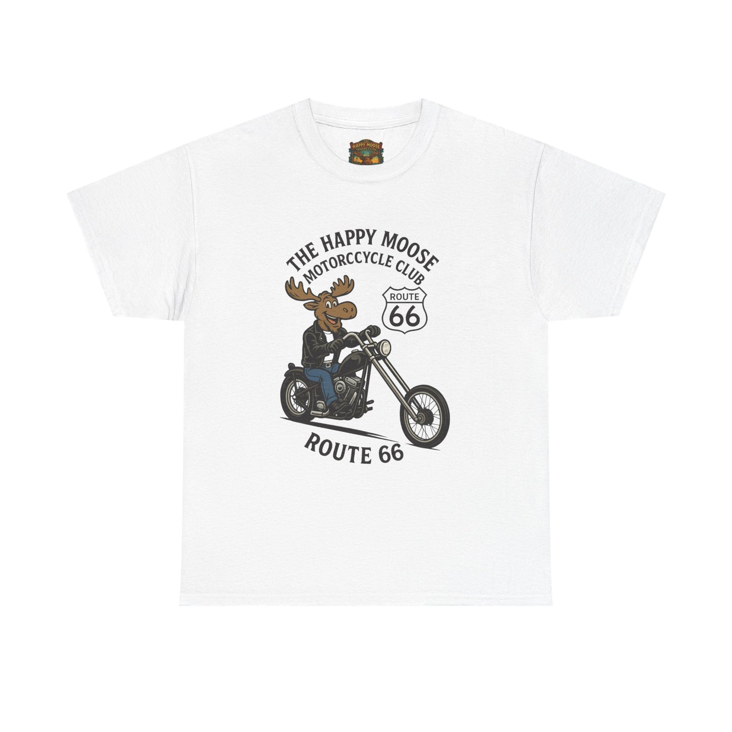 Happy Moose Motorcycle Club Route 66 T-Shirt | Moose Biker Tee