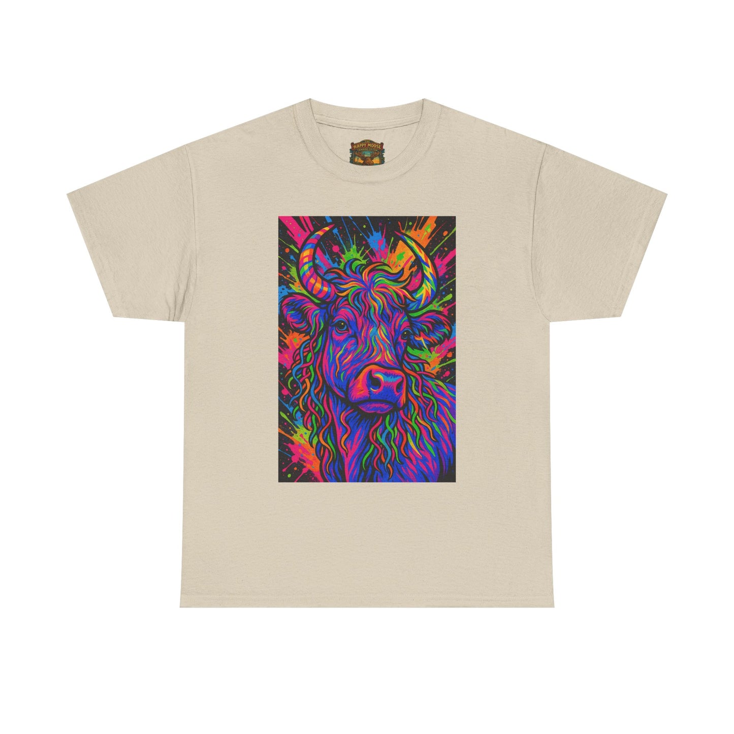 Psycadelic Highland Cow T-Shirt | Retro Rainbow Cow Art 1